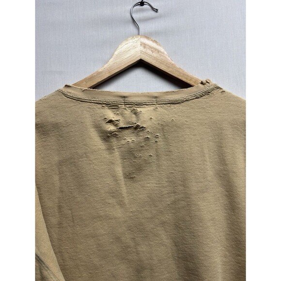 Vintage Distressed 90's Polo Ralph Lauren Tan Beige Crewneck Sweatshirt XXL - Picture 10 of 11